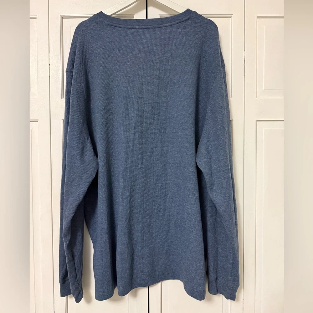 Wrangler Long Sleeve Blue Waffle Knit Henley Top Layers Outdoors 3XL